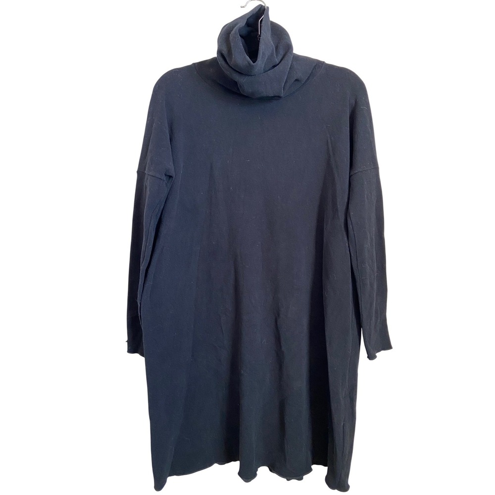 Album di Famiglia Black Cotton Blend Turtleneck Sweater Dress Made in Italy S